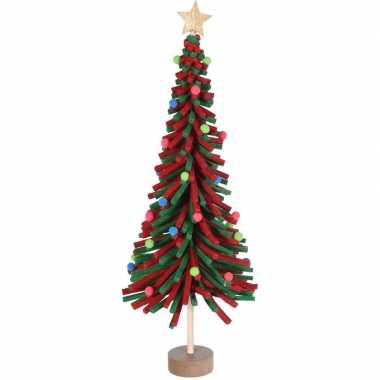 Kerstversiering rood/groene mini kunst kerstboom 45 cm met versiering