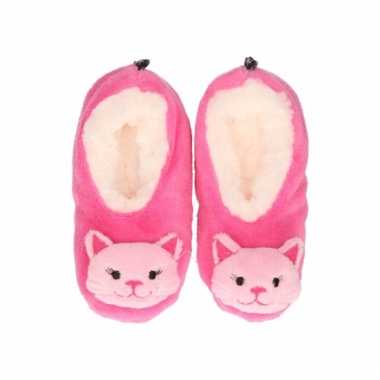 Kinder katten pantoffels roze
