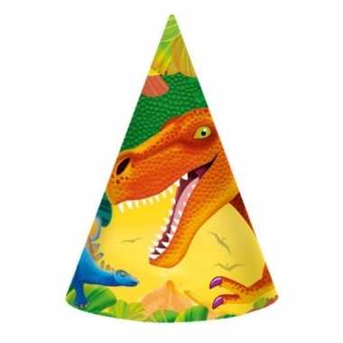 Kinderfeestje dinosaurus hoedjes 8 stuks