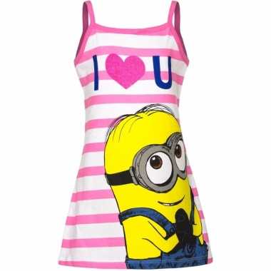 Kinderkleding wit/roze jurkje minion dave
