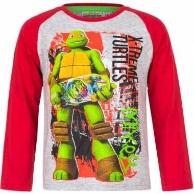 Kindershirt ninja turtles michelangelo grijs
