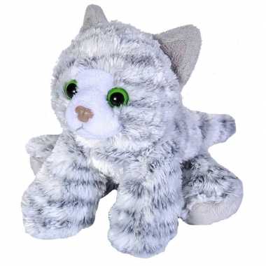 Knuffel kat/poes grijs 18 cm knuffels kopen