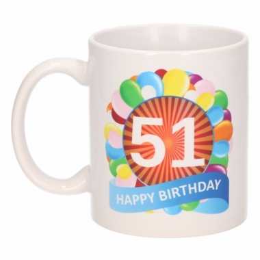 Koffiemok ballon thema 51 jaar 300 ml