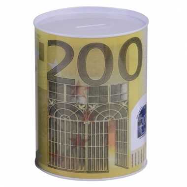 Metalen spaarpot 200 euro biljet