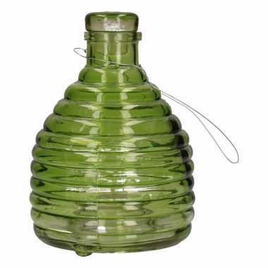 Ophangbare wespenval groen glas 18 cm
