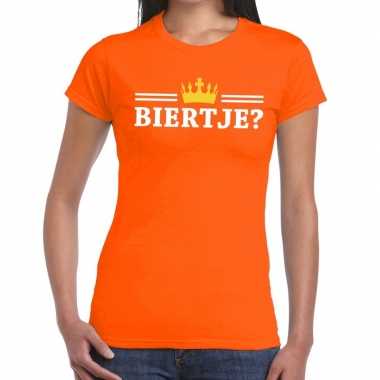 Oranje biertje en kroon shirt dames