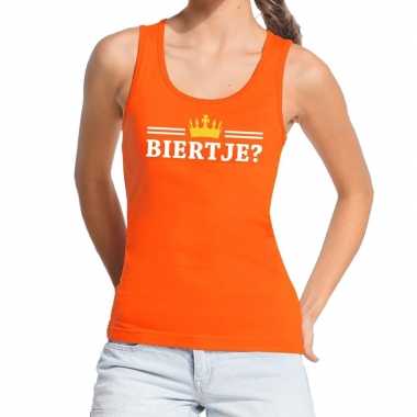 Oranje biertje met kroontje tanktop / mouwloos shirt dames