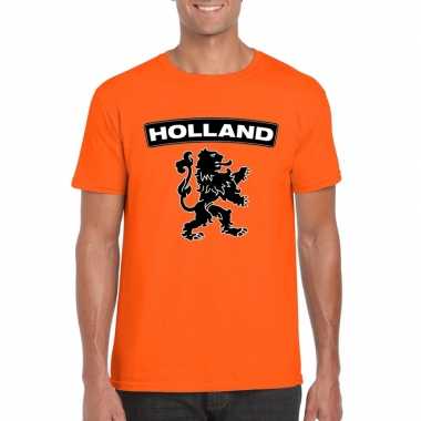 Oranje holland shirt met zwarte leeuw heren