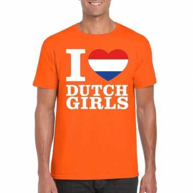 Oranje i love dutch girls shirt heren