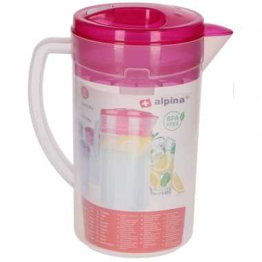 Plastic waterkan met roze dop 2 liter