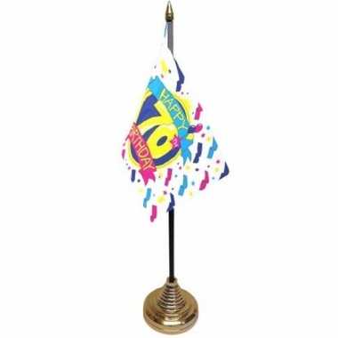 Polyester 70 jaar vlag 10 x 15 cm tafel versiering