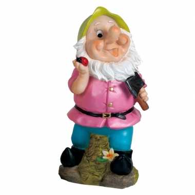 Polystone kabouter beeld max lieveheerstbeestje 30 cm met groene muts