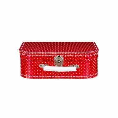 Rood koffertje met witte stippen 25 cm