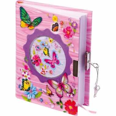 Roze dagboek met vlinders