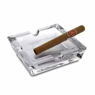 Sigaren asbak vierkant van glas 15 x 15 cm