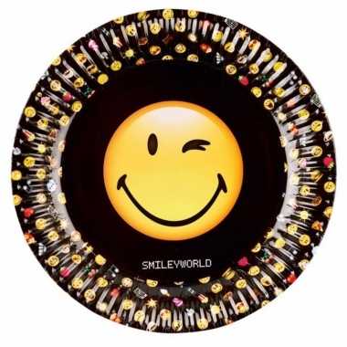 Smiley kinderfeestje borden 8 stuks