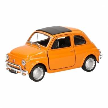Speelgoedauto fiat 500 classic oranje 12 cm