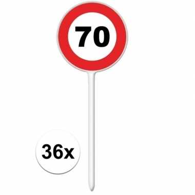 Stopbord cocktailprikkers 70 jaar 36 stuks