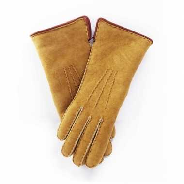 Suede handschoenen beige