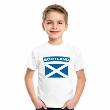 T-shirt wit schotland vlag wit jongens en meisjes