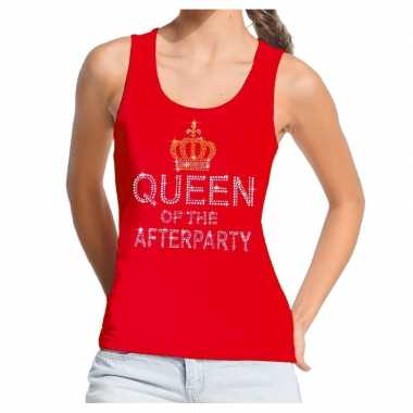 Toppers - rood toppers queen of the afterparty glitter tanktop dames
