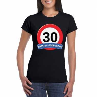 Verkeersbord 30 jaar t-shirt zwart dames