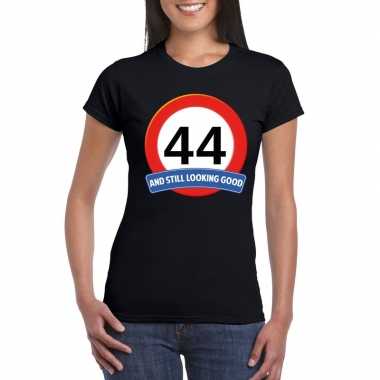 Verkeersbord 44 jaar t-shirt zwart dames