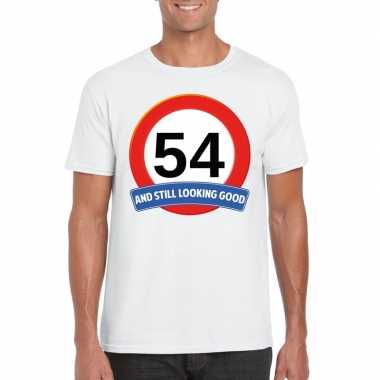 Verkeersbord 54 jaar t-shirt wit heren