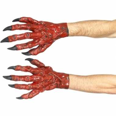 Verkleed handschoenen duivel rood