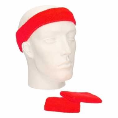 Voordeelset hoofdband en polsbandjes rood