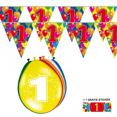 Voordeelverpakking 1 jaar met 2 slingers en ballonnen
