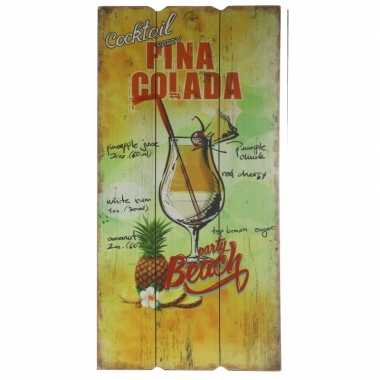Wanddecoratie bordje pina colada cocktail