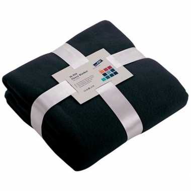 Warme fleece dekens/plaids navyblauw 130 x 170 cm 240 grams kwaliteit
