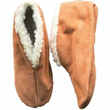 Warme wollen beige spaanse sloffen/pantoffels voor dames/heren/volwas