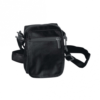 Zwart schoudertasje van polyester 15 cm