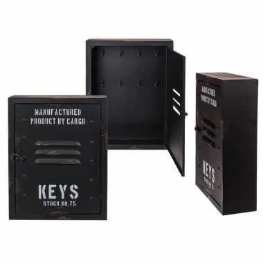Zwart sleutelkastje van metaal 30 cm