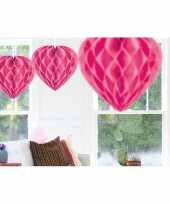 10x decoratie hartjes roze van 30 cm