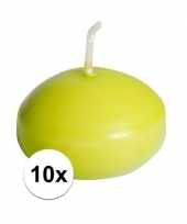 10x drijfkaarsen lime groen decoratie versiering