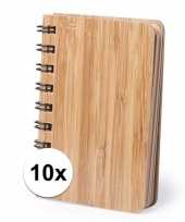 10x notitieboekjes schriftjes met bamboe kaft 9 x 12 cm