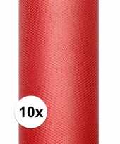 10x rol tule stof rood 15 cm breed
