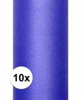 10x rollen tule stof blauw 15 cm breed