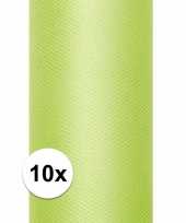 10x rollen tule stof licht groen 15 cm breed