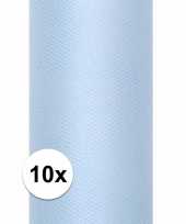 10x rollen tule stof lichtblauw 15 cm breed
