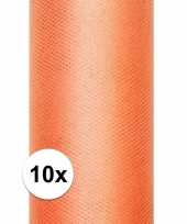 10x rollen tule stof oranje 15 cm breed