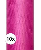 10x rollen tule stof roze 15 cm breed
