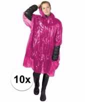 10x roze regen ponchos voor volwassenen