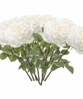 10x rozen kunstbloem wit 66 cm