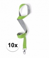 10x sleutelkoord groen met grijs 50x2 cm