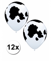 12 ballonnen met vlekken van koe 28 cm