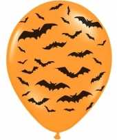 12x halloween decoratie ballon matoranje met zwarte vleermuisprint 30 cm